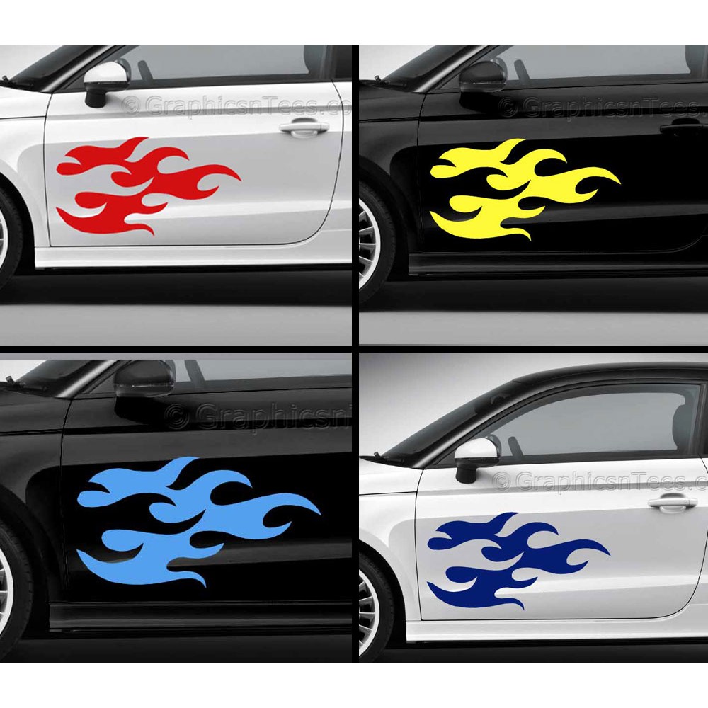 Flames Custom Car Stickers Vinyl Graphic Decals X 2 Flames03 0973