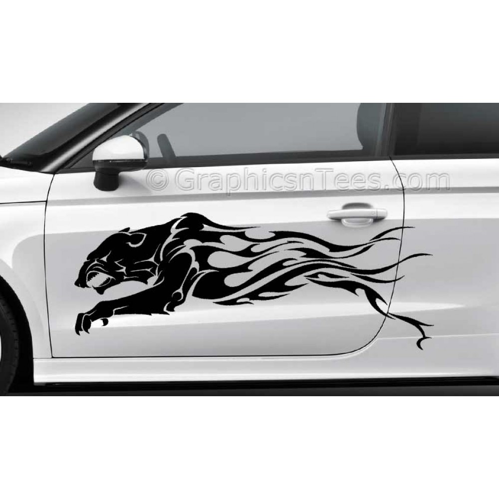 Tribal Cat Car Stickers Custom Vinyl Graphic Decals X 2 Cars