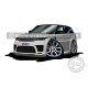 Range Rover Sport Cartoon Caricature in Indus Silver