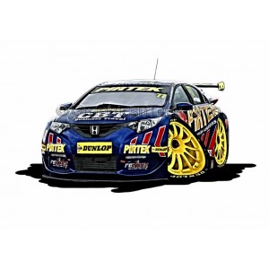 Honda Pirtek Racing BTCC Cartoon Caricature