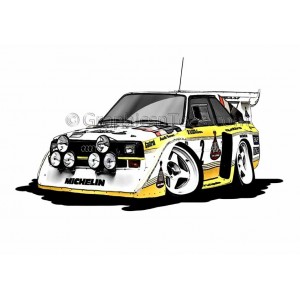 Audi Quattro S1 E2 Group B Rally Car Cartoon Caricature