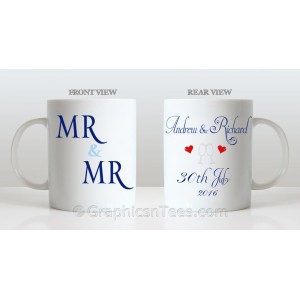 Mr & Mr Personalised Wedding Gift Mug Personalised with Names and Wedding Date Ideal Unique Gift