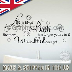 Life is Like a Bath The More Wrinkled You Get Fun Bathroom Wall Sticker Quote Home Wall Art Decor Decal