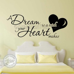 A Dream Is A Wish Your Heart Makes Romantic Bedroom Wall Sticker Quote Home Wall Art Decor Decals