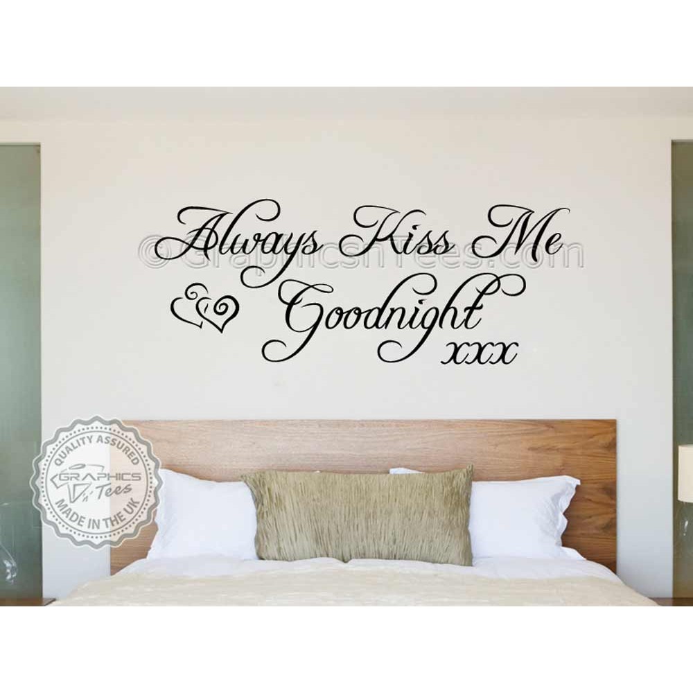 Always Kiss  Me Goodnight Bedroom  Wall  Art Mural Sticker  