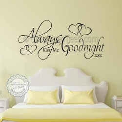 Always Kiss Me Goodnight Bedroom Wall Sticker Romantic Love Quote Decor Decals