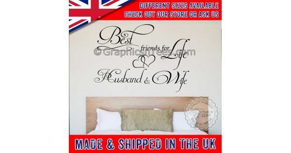 Best Friends For Life Husband And Wife Romantic Bedroom Wall Art Sticker Quote Decor Decal