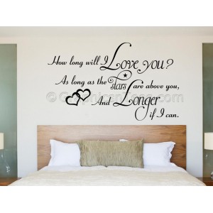 Bedroom Wall Sticker, How Long Will I Love You, Romantic Love Quote