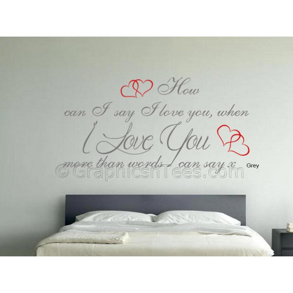 Love You More Than Words Can Say Romantic Bedroom Wall Sticker Love Quote With Red Hearts