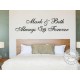 Personalised Always Forever Bedroom Wall Sticker, Romantic Love Quote Decor Decal