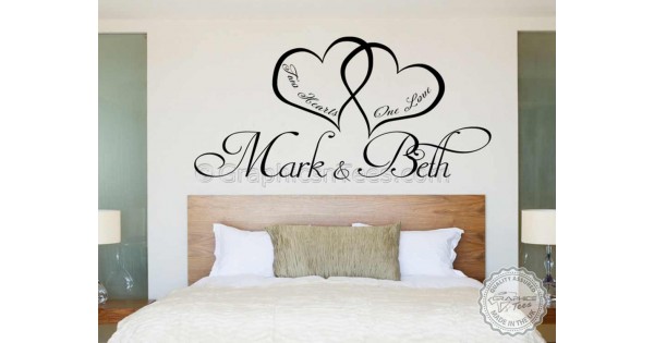 thumbnail image 2 of Mr & Mrs In Love Heart Quote Wall Decal – Bedroom Room Art Sticker 2 of 2