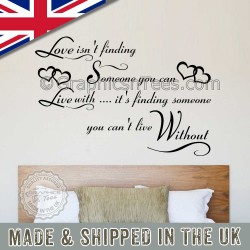 Love Is Finding Someone Can't Live Without Romantic Bedroom Wall Sticker Quote