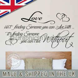 Love Is Someone Cant Live Without Romantic Bedroom Wall Sticker Quote with Hearts