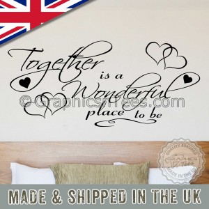 Together Wonderful Place To Be Romantic Bedroom Wall Sticker Love Quote Decor Decal