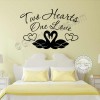 Two Hearts One Love Romantic Bedroom Wall Stickers Love Quote Swans Vinyl Decor Decals