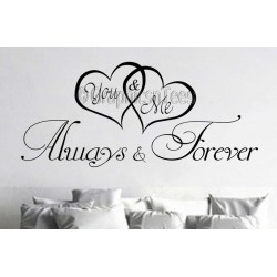 You Me Always Forever Romantic Bedroom Wall Sticker Quote Decor Decal