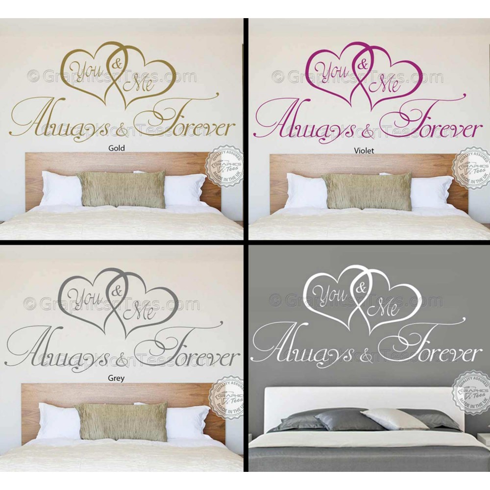 You Me Always Forever Romantic  Bedroom  Wall  Sticker  Quote 