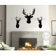 3 x Elegant Stags Head Wall Sticker, Home Wall Mural Decor Decal