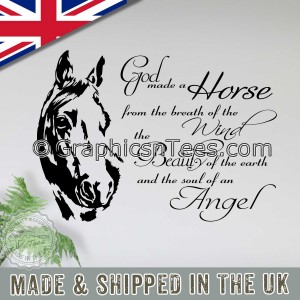 Horse Wall Sticker Quote, God Made A Horse, Equestrian Vinyl Mural Decor Decal