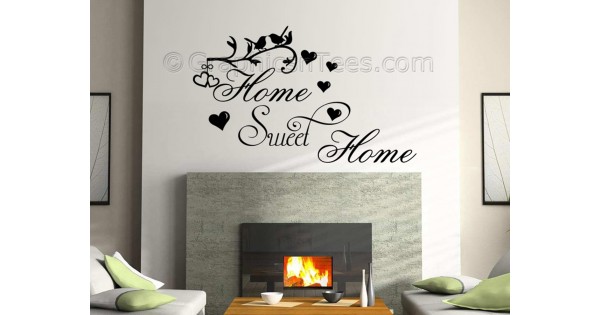 Home Sweet Home Wall Sticker Vinyl Mural Decal with Birds and Hearts
