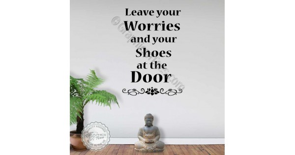 Leave Your Shoes Worries At The Door Yoga Studio Entrance Wall Stickers