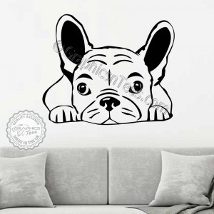 Cute French Bulldog Puppy Dog Sticker, Home  Wall Vinyl Mural Decal