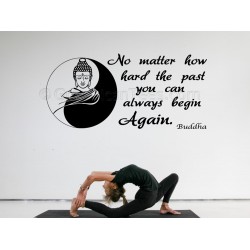 Buddha Inspirational Quote, No Matter How Hard The Past, Begin Again, Family Wall Sticker