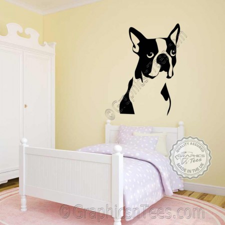 Boston Terrier Dog Wall Sticker, Home Mural Vinyl Wall Art Decor Decal