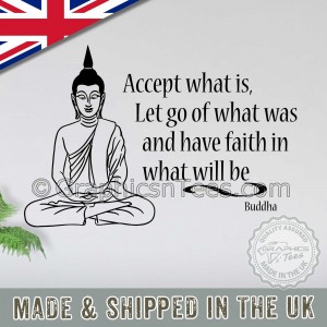 Buddha Inspirational Quote, Accept What Is,  Wall Art Mural Sticker Decals Quote