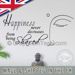 Buddha Inspirational Wall Sticker Quote, Happiness Never Decrease, Home Wall Art Decor Decal