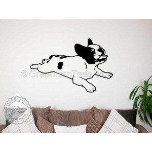 Cute French Bulldog Puppy,  Chewing a Bone, Home  Wall Sticker, Vinyl Mural Decal