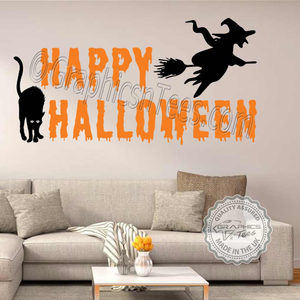 Creative Scary Black Cat Window Sticker Halloween Decor Party Venue Wall Decor Q