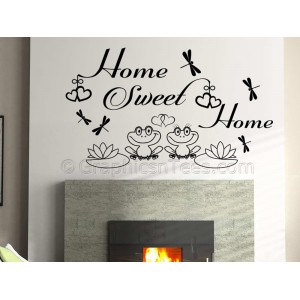 Home Sweet Home Wall Sticker Vinyl Mural Decal with Cute Frogs