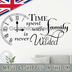 Time Spent with Family is Never Wasted Inspirational Wall Sticker Quote, Home Wall Art Decor Decal