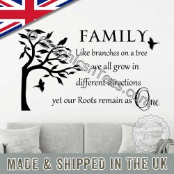 Branches On A Tree Roots Remain As One Inspirational Family Wall Sticker Quote
