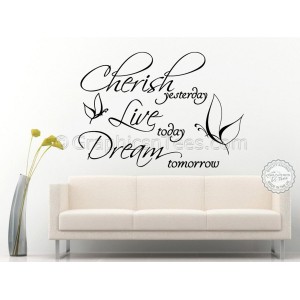 Cherish Live Dream Inspirational Family Wall Sticker Quote, Motiviational Home Wall Decor Decal