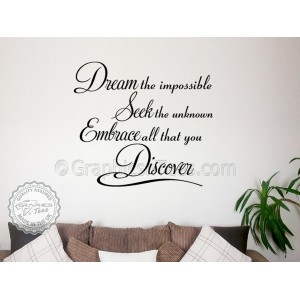 Dream Seek Discover, Inspirational Quote Motivational Wall Decor Decal with Butterfiles