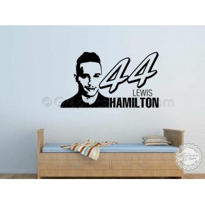 Lewis Hamilton 44 Wall Sticker, F1 World Champion Vinyl Graphic, Home Lounge Bedroom