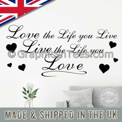 Live The Life You Love Inspirational Quote, Motivational Wall Sticker Vinyl Mural Decor Decal 