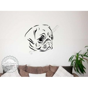 Cute Pug Puppy Dog Wall Sticker, Vinyl Mural Decal