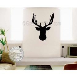 Stags Head Wall Sticker, Vinyl Wal Mount Home Mural Decor Decal