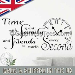 Time Spent with Family and Friends is Worth Every Second Wall Stickers Inspirational Quote Home Wall Art Decor Decal