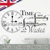 Time Spent with Family and Friends is Never Wasted Inspirational Wall Sticker Quote, Home Wall Art Decor Decal