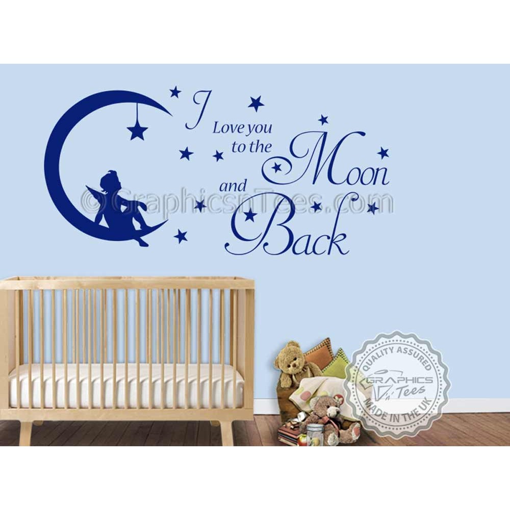 I Love You To The Moon And Back Wall Sticker Quote Baby Boy Girl Nursery Bedroom Wall Decor Decal