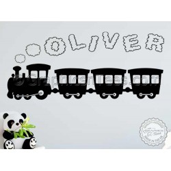Boys Personalised Bedroom Nursery Playroom Wall Sticker with Toy Train 