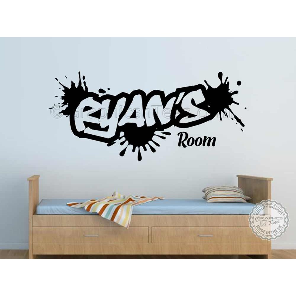 kids Bedroom 57cm x 10cm Games Room Custom 1st name / nickname Wall sticker Mine style Black Vinyl wall Sticker