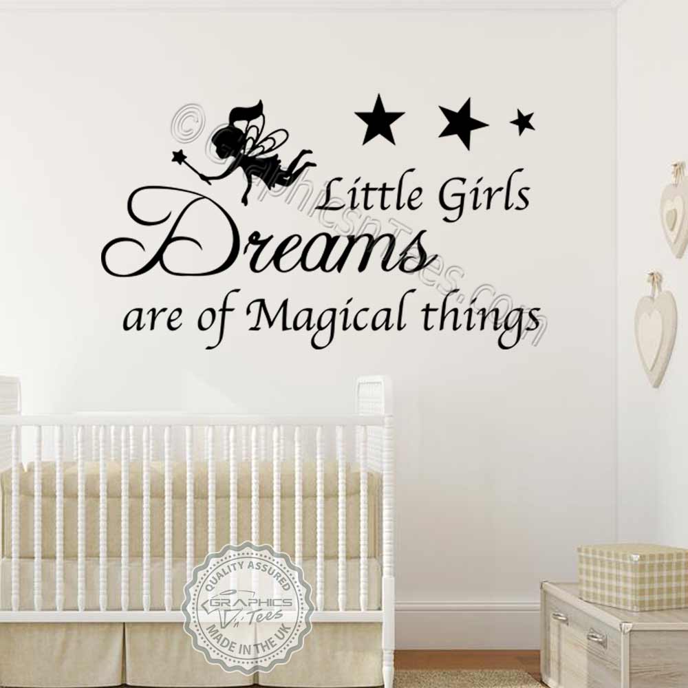 Powered by Fairy Dust Girl Kids Wall Quotes Nursery school Wall Stickers UK 50u