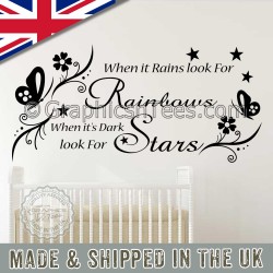When it Rains Look for Rainbows Baby Boys Girls Nursery Bedroom Wall Sticker Quote Decor Decal