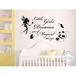 Nursery Wall Sticker Quote Little Girls Dreams Magical Things Bedroom Wall Decor Decal