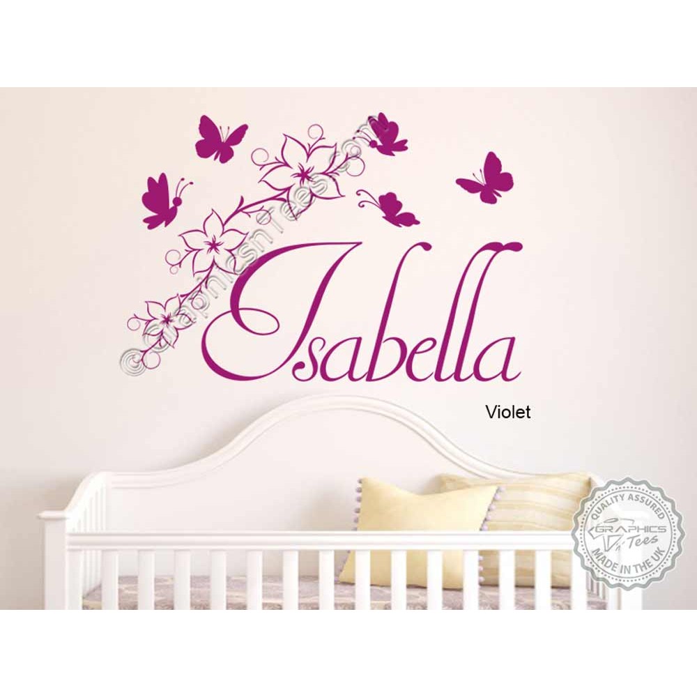 Personalised Name Nursery Wall Sticker Flower Bouquet Home Art Decor Girls Decal